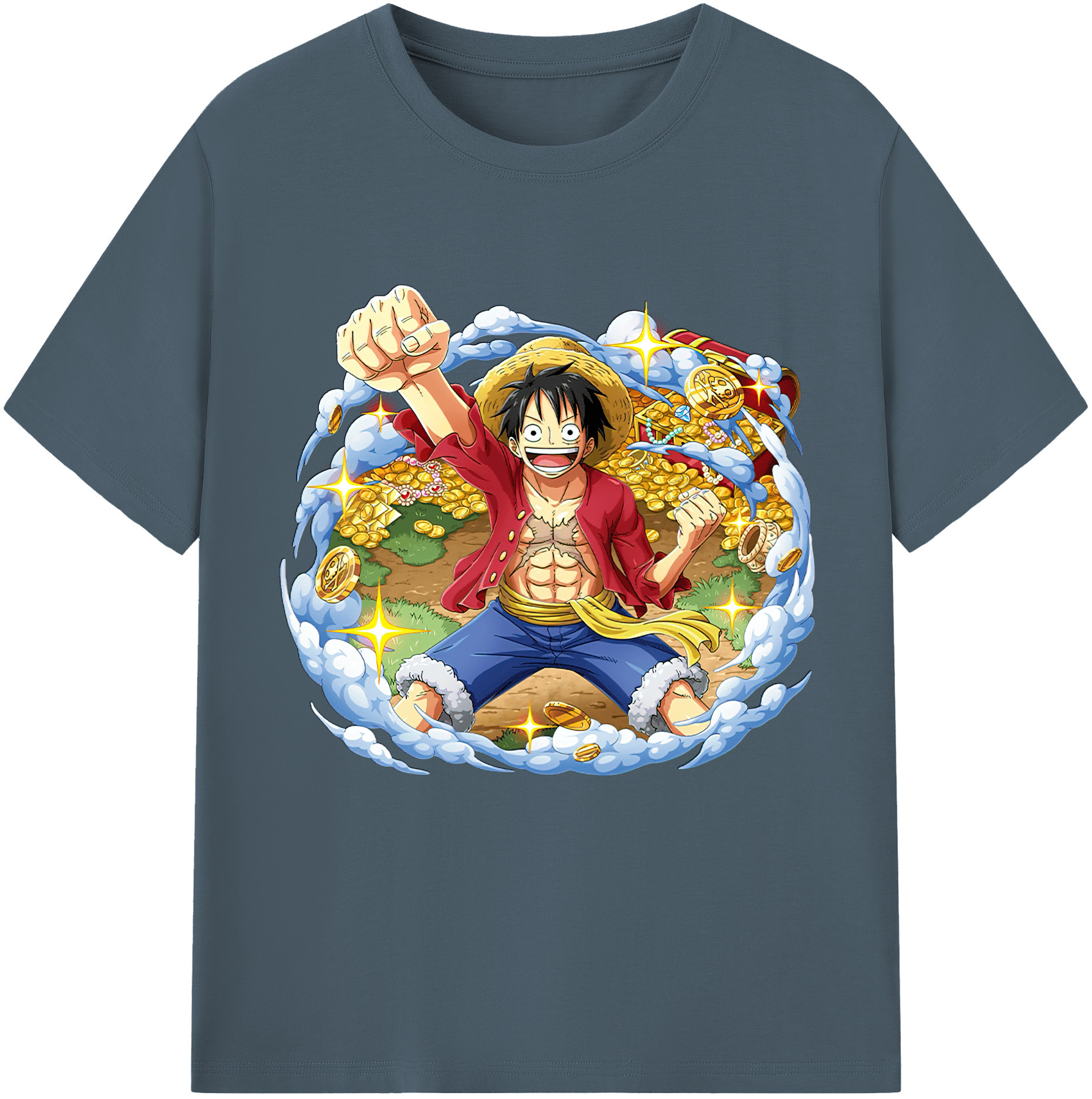 ワンピース モンキー・D・ルフィ ONE PIECE Monkey D. Luffy 綿100％半袖Tシャツ（フロントプリント）